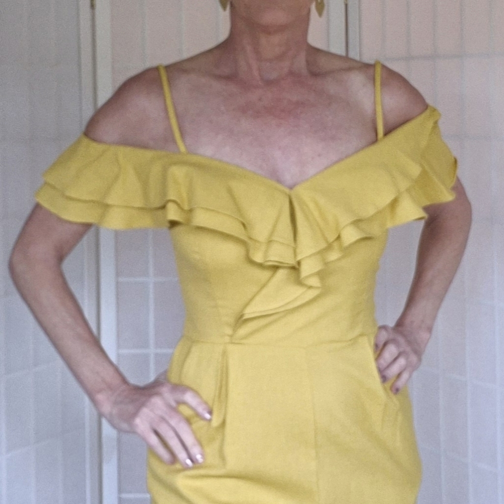 Mustard Ruffled Jumpsuit - Picture 2 of 10